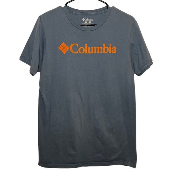 Columbia Mens Classic Crew Neck Graphic T-Shirt Medium Blue Cotton Blend - Picture 2 of 5